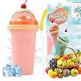 Slush Becher,Slushy Maker Becher,Silikon Squeeze Becher mit 2in1Strohhalm...