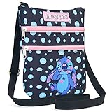 Disney Stitch Umhängetasche Mädchen Schultertasche Kinder (Schwarz)