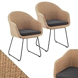 Juskys Rattan Korbsessel Cody 2er Set mit Kissen - Indoor & Outdoor...