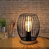Comely Tischleuchte Schwarz, 1 Flammige Tischlampe Vintage, Lampenschirm...