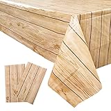 2 STK 130x220cm Tischdecke Holz Braun Abwischbare Tischdecken...