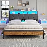 Brinlawb Bett 180x200 mit Lattenrost aus Metall, Doppelbett 180x200 cm mit...