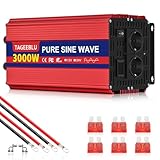 TAGEEBLU 3000W Reiner Sinus Wechselrichter DC 12V auf AC 230V...
