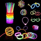 Catrhood Knicklichter Party Set,100 Stück Neon Leuchtstäbe mit Verbinder...