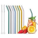 Wiederverwendbare Glas Strohhalme - 8 Bunte Trinkhalme Mit 2...