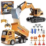 Fernbedienung Bagger und Muldenkipper Spielzeug Set - RC Baufahrzeuge mit...