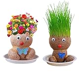 Blumenkopf Graskopf Puppen Pflanze, 2pcs Blumenkopf Graskopf Bonsai Mit...