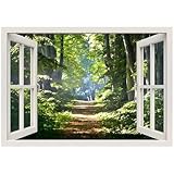 HiyyFloy 3D-fensteraufkleber Waldblick – Abnehmbare Natur-wandaufkleber...