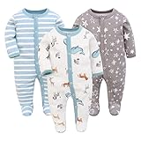 3PCS Baby Schlafstrampler Babychlafanzug Babyschlafsack Baumwolle mit...