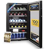 Sommertal Kühlschrank mit Glastür GK100– Leiser Getränkekühlschrank...