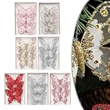 Glitzer-Schmetterlinge aus Kunststoff für Weihnachtsbaumdekoration,...