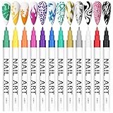 12 Farben 3D Nagelkunststift Set, Kalolary Nagelspitze Nail Art Pen,...