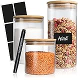 Moritz & Moritz 3x Vorratsgläser mit Deckel Set 500ml, 750ml, 1500ml - 3x...