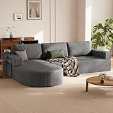 HOMRELEXA Ecksofa mit Schlaffunktion, Cord Schlafsofa L Form, Boneless...