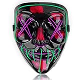 SOUTHSKY LED Maske Schwarzes Horror Vollgesicht 2 Farben, Neonlicht,...