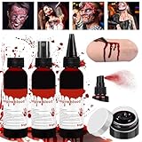 AQXONG Halloween Kunstblut, Realistisches Kunstblut, 4Pcs Kunstblut Set,...