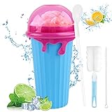 WUGU Slushy Becher, 500ml Silikon Slushy Maker Becher mit 2 in 1 Strohhalm...