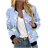 Ybing Bomberjacke Damen 3D Blümchen Bedrucken Jacke Elegante Winterjacke...