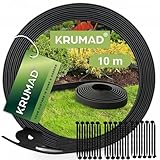 KRUMAD Rasenkante Kunststoff 10m x 6cm, Flexible Beeteinfassung, Wetterfest...