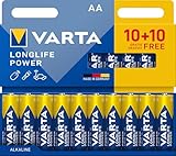 VARTA Batterien AA, 10+10 (20 Stück), Longlife Power, Alkaline, 1,5V,...