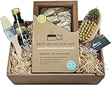 bax im Holz Geschenk Set zum Brotbacken mit Backform, Pinsel, Bürste und...