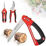 EZUVITA Klappsäge mit Gartenschere und Astschere, Handsäge 180mm, mit...