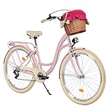 MILORD Damenfahrrad Citybike Komfort Mit Weidenkorb Hollandrad Vintage...