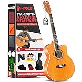 Pyle Akustikgitarren-Set mit Stahlsaiten, 3/4 Juniorgröße, natürliches...