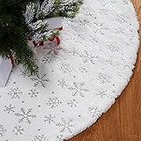 Bozvloh 120 cm Weihnachtsbaumrock Weiß Schneeblume 48 Zoll Big Faux Fur...