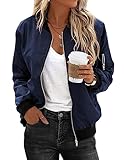 Zeagoo Damen Blouson Leichte Dünne Bomberjacke Fliegerjacke Kurz Langarm...