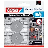 tesa Klebeschraube für Mauerwerk und Stein, Halteleistung 5 kg, rund, 2...