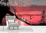 Fototapete Sportwand Brücke aus Holz | Fototapete für Wände | Wandbild |...