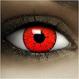 FXCONTACTS Jahreslinsen Rot DEVIL + Tattoos + Kontaktlinsenbehälter, 2...