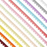 GLOBLELAND 12 Farben 55m Mini Pom Pom Fransen Zackenlitzen Besatz Für...