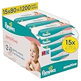 Pampers Sensitive Baby-Feuchttücher, 15 Packungen mit 80...