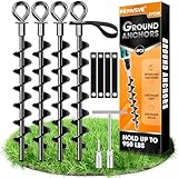Schwerlast Bodenanker 4 Pack,Robust voll verschraubter Erdanker mit Gurten...