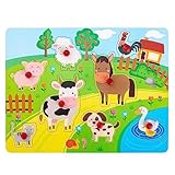 Steckpuzzle Bauernhof Holz - Holzpuzzle Holz Puzzle Holzspielzeug ab 1 Jahr...