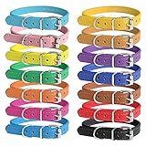 Periflowin 14 Stück Welpen ID Halsbänder, Soft hundehalsband Leder...