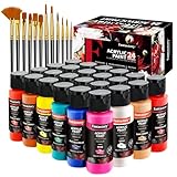 Fantastory Acrylfarben Set,24 Flaschen 60ml+12Pinsel,wasserfestes,nicht...