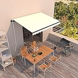Homgoday Automatisches einziehbares Sonnensegel, 350 x 250 cm, Creme, für...