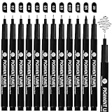 welsberg Pigment Liner Set mit 12 Linienbreiten, Fineliner Stifte, schwarz...