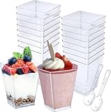 Cisolen 25 Stück Dessertgläser mit Löffeln Desserttasse 5oz/150ml...