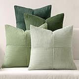 MIULEE 4er Set Kissenbezug 40x40 cm Kordsamt Sofakissen Patchwork Grün...