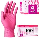 Einweghandschuhe 100 Stück | XL | Nitrilhandschuhe Pink | Puderfreie,...