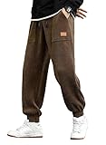 JMIERR Herren Corduroy Jogginghose Braun Casual Cargo Jogger Baggy...