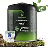 CAMPLORA Gaskartusche 2x 450g mit Schraubventil, Propan/Butan,...