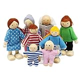 Wagoog Puppenhaus Puppenfamilie Set, Holz 8 Personen Figuren Puppen...
