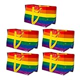 Ikea Stormma Große mehrfarbige gestreifte Rainbow Pride Taschen, 71 Liter,...