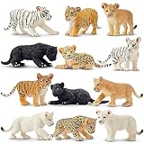 TOYMANY 12 Stück Wald Tiere-Figuren Set Löwe Tiger Leoparden Spielfiguren...