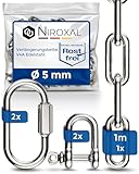 100-cm = 1-Meter 5-mm starke Verlaengerungs-Kette aus Edelstahl Bruchlast...
